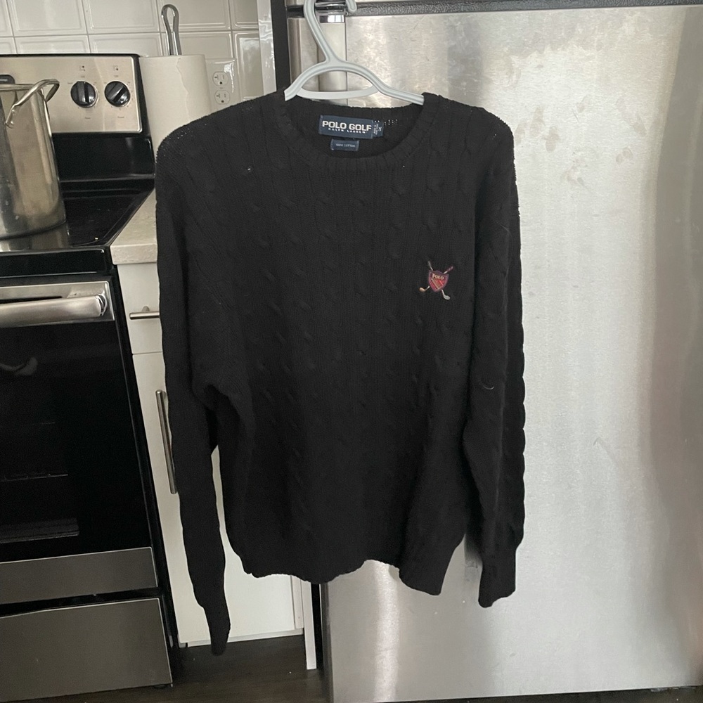 Polo Gf Black Sweater Medium Cotton